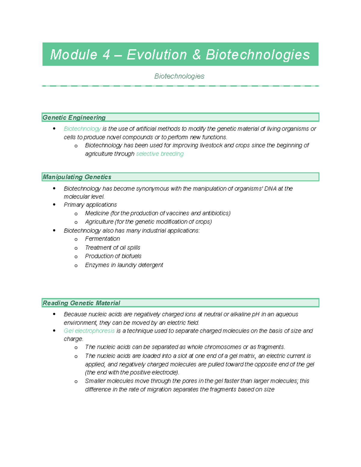 Basic Biology - Biotechnologies - Module 4 – Evolution ...