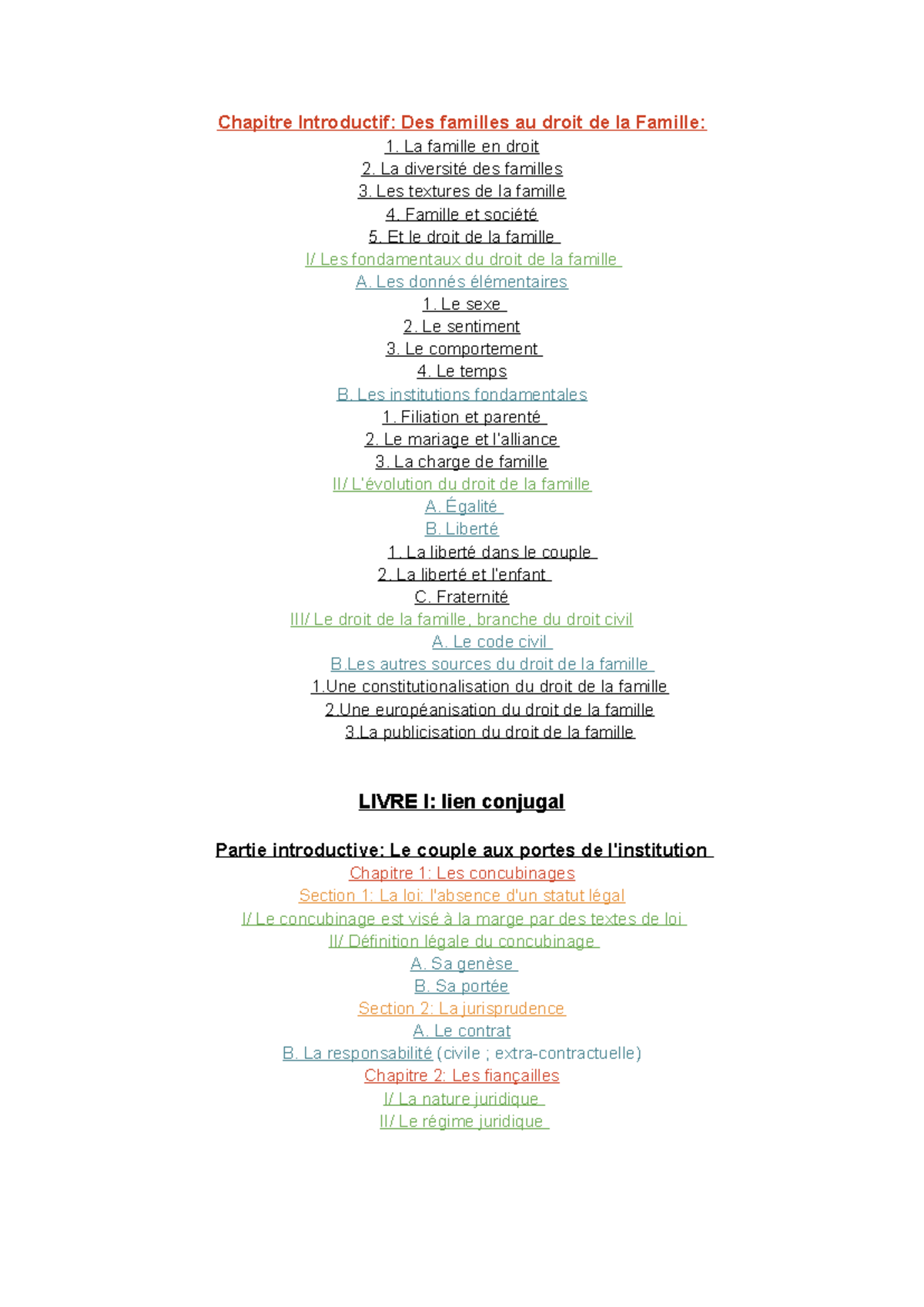 Plan du cours - Chapitre Introductif: Des familles au droit de la ...