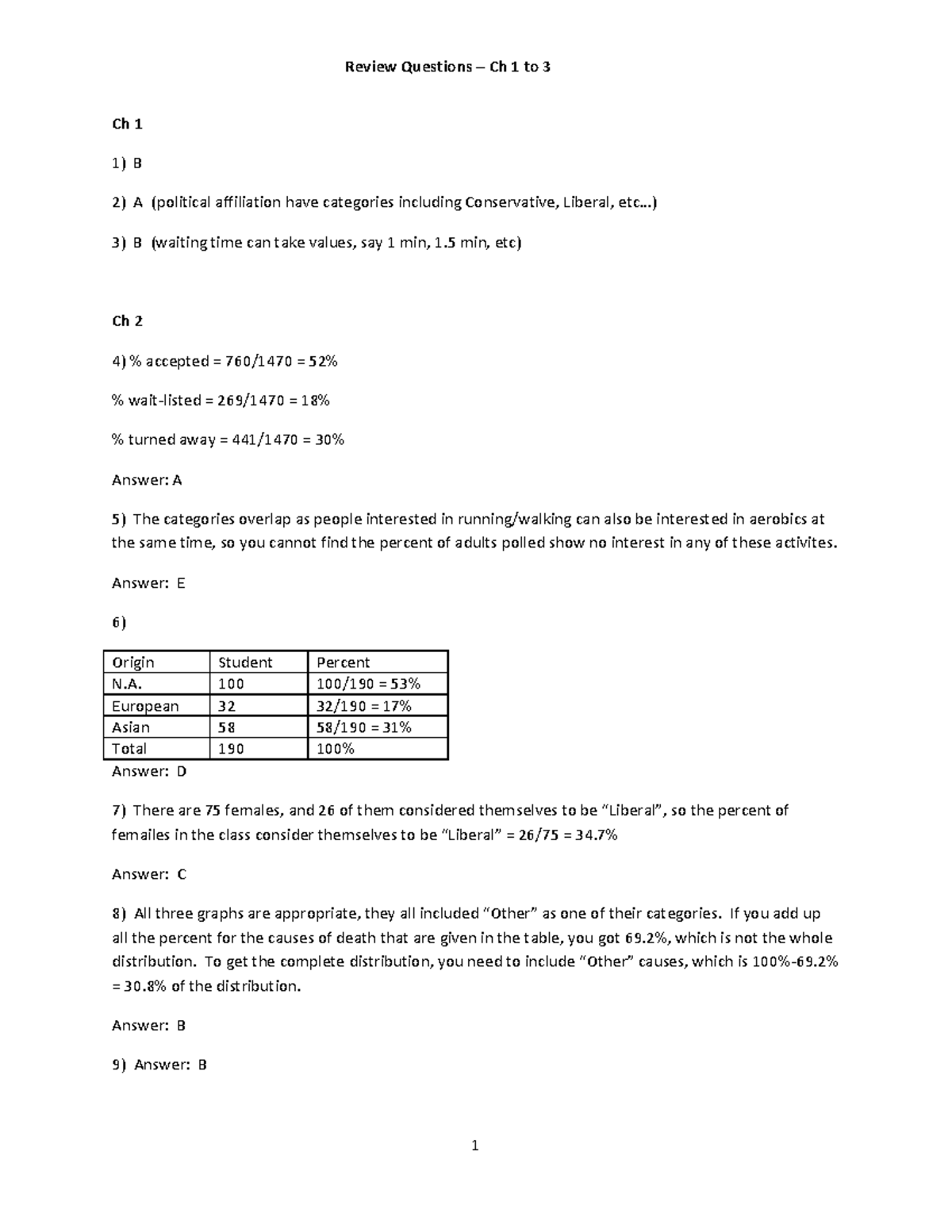 01B Ch 1-3 Solution - Lecture material - Review Questions – Ch 1 to 3 1 ...
