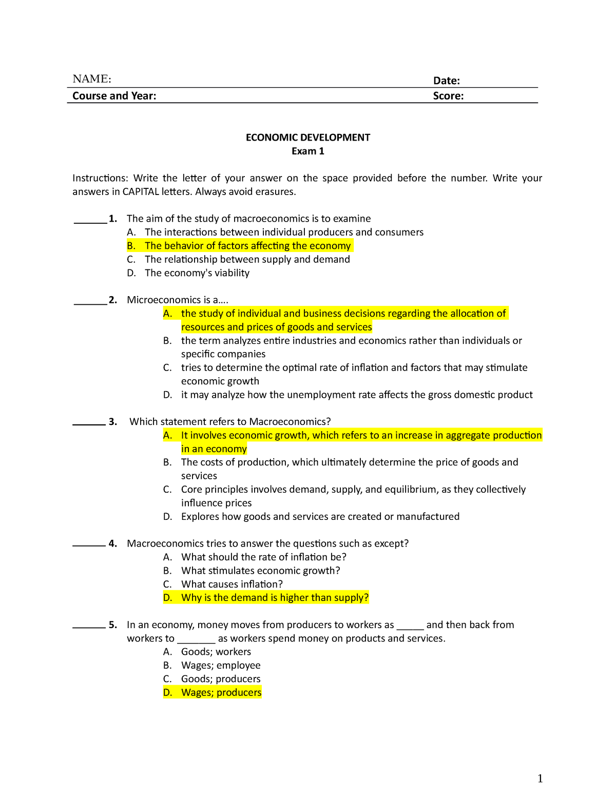 economic growth and development nptel assignment answers