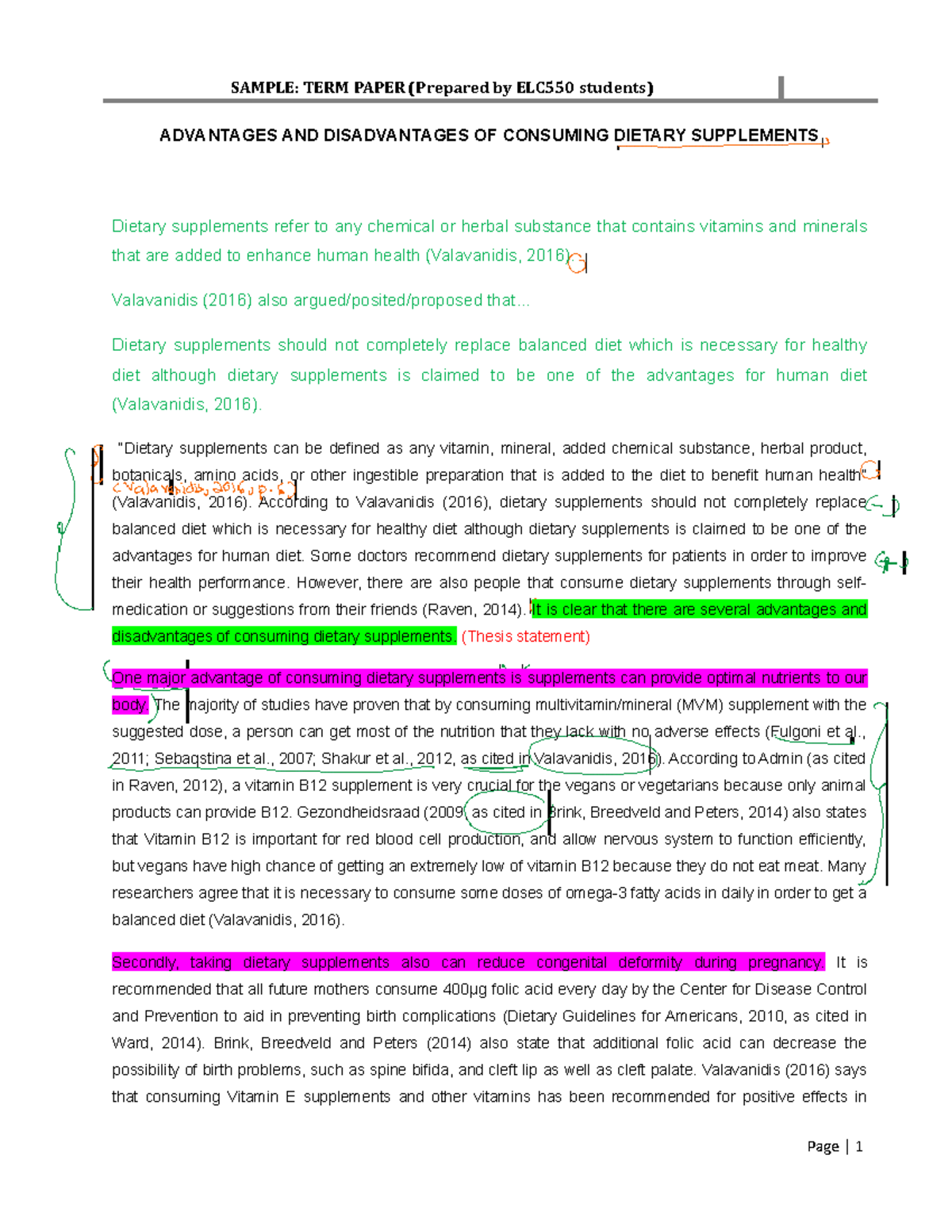 Sample student TERM Paper (2) ADVANTAGES AND DISADVANTAGES OF