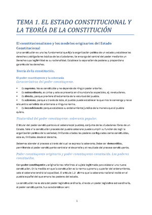 Tema 1 De Derecho Constitucional - Tema 1. El Estado Constitucional Y ...