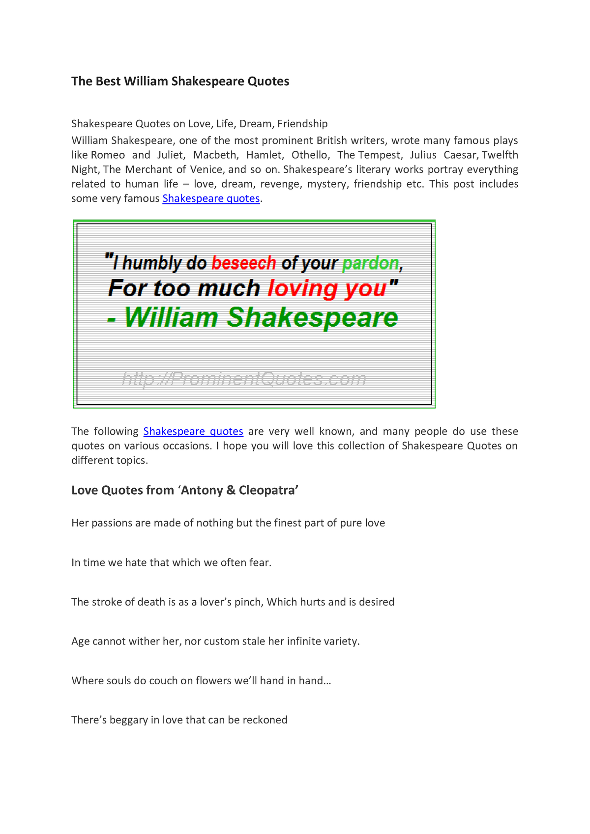 Shakespeare-quotes - this is to help all those struggling with the long ...