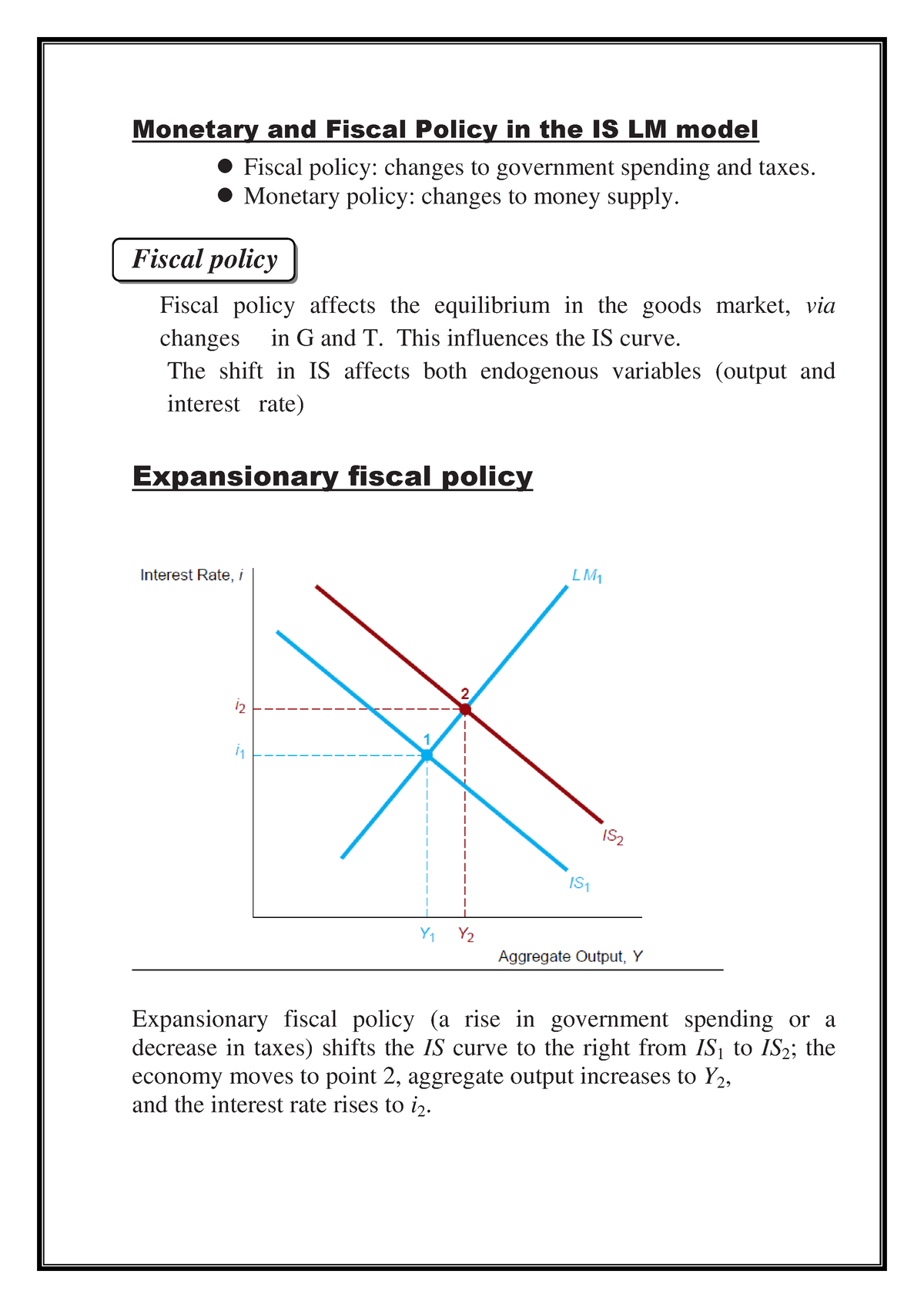 Monetary And Fiscal Policy Lecture 2 Part 3 - Monetary And Fiscal ...