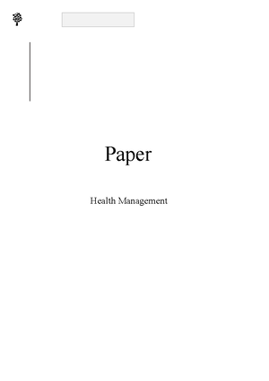 Hemtentamen - i form av en portfolio - Hemtenta Health Management VT20 ...