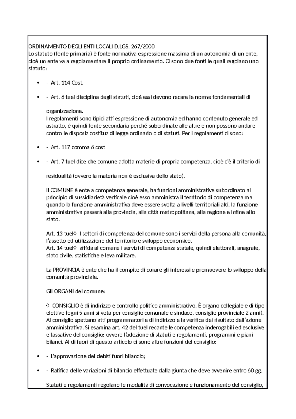 Ordinamento Degli Enti Locali - ORDINAMENTO DEGLI ENTI LOCALI D. 267 ...