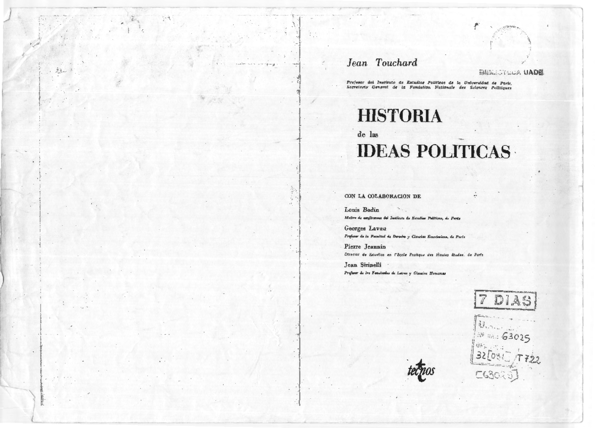 Historia de las ideas politicas jean touchard pdf - ¡. .t r r 1 1 i