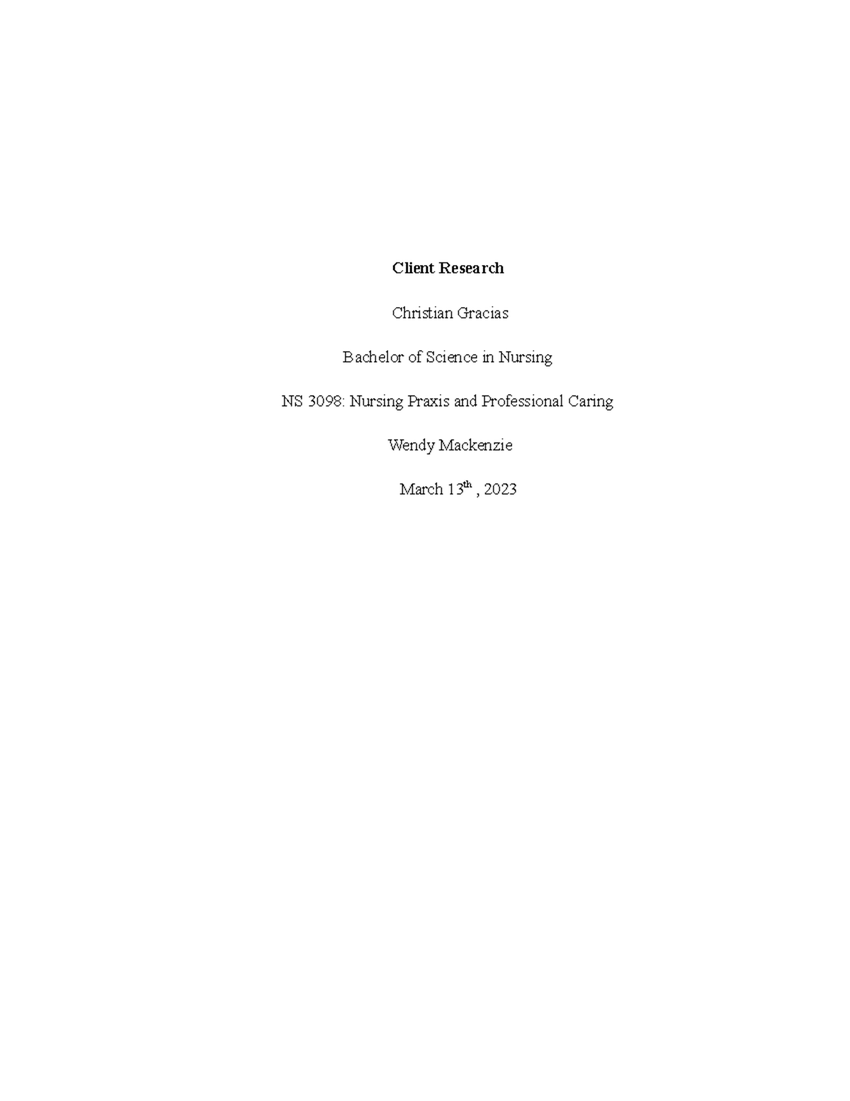 Client Research AR week 2 - Client Research Christian Gracias Bachelor ...