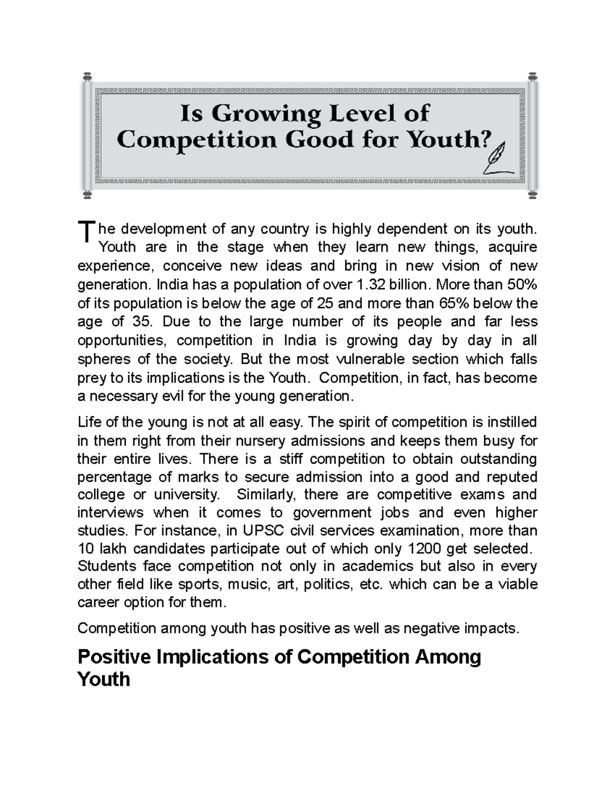 is competition good for students essay