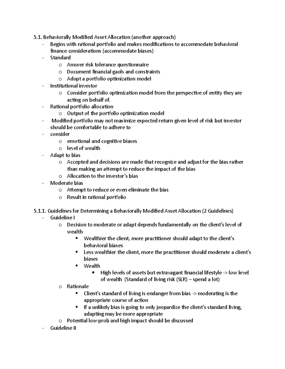 Behaviorally Modified Asset Allocation CFA - Behaviorally Modified ...