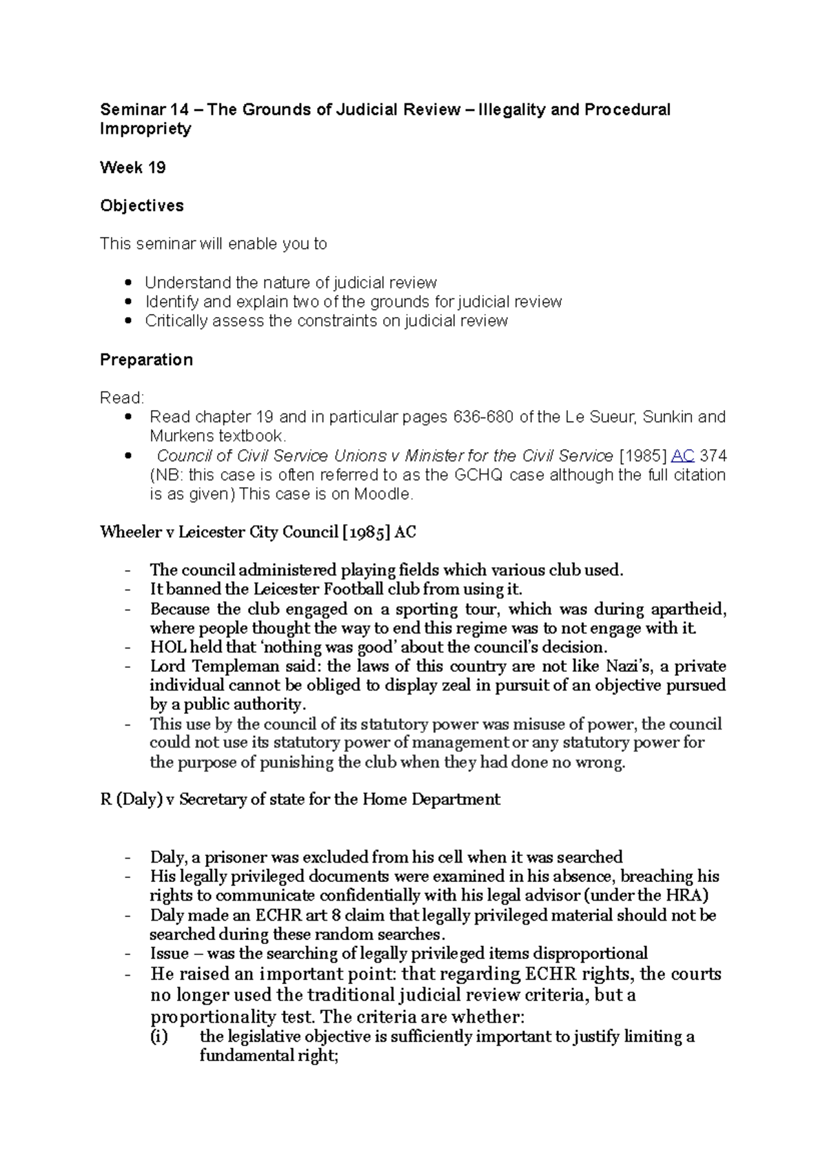 Judicial Review - Council Of Civil Service Unions V Minister For The ...