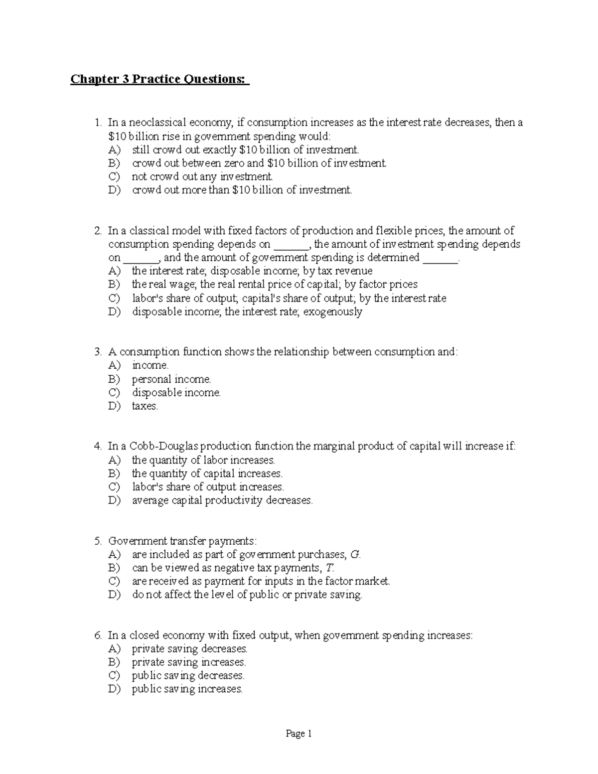 Ch3-practice questions - Chapter 3 Practice Questions: 1. In a ...