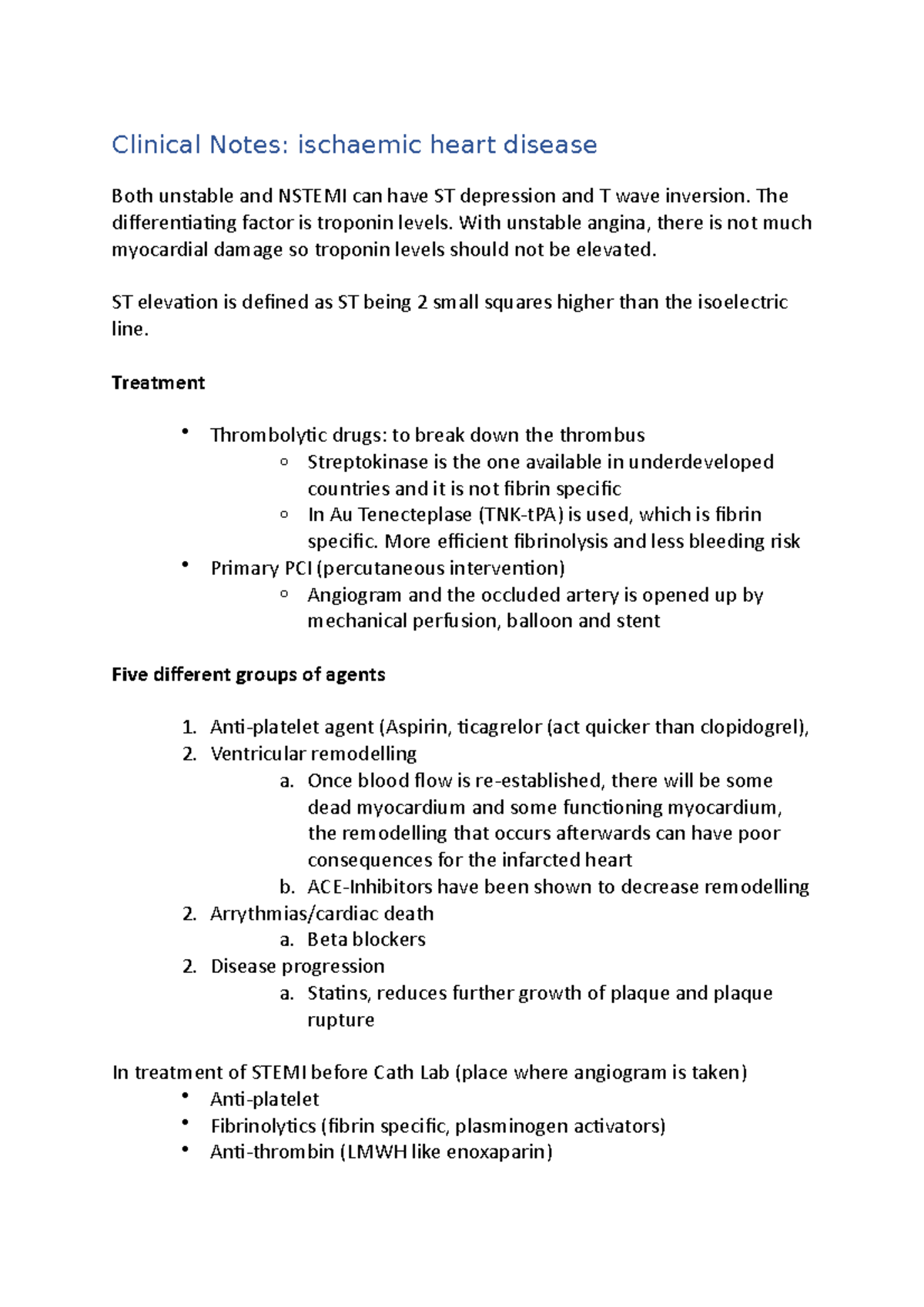 Ischaemic heart disease - Clinical Notes: ischaemic heart disease Both ...