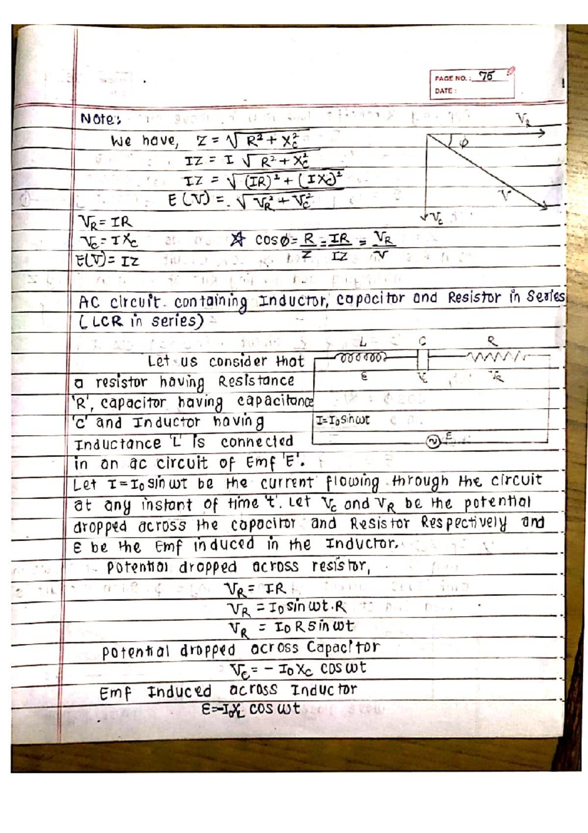 LCR - Brief Description of LCR Circuit - Physics - Studocu