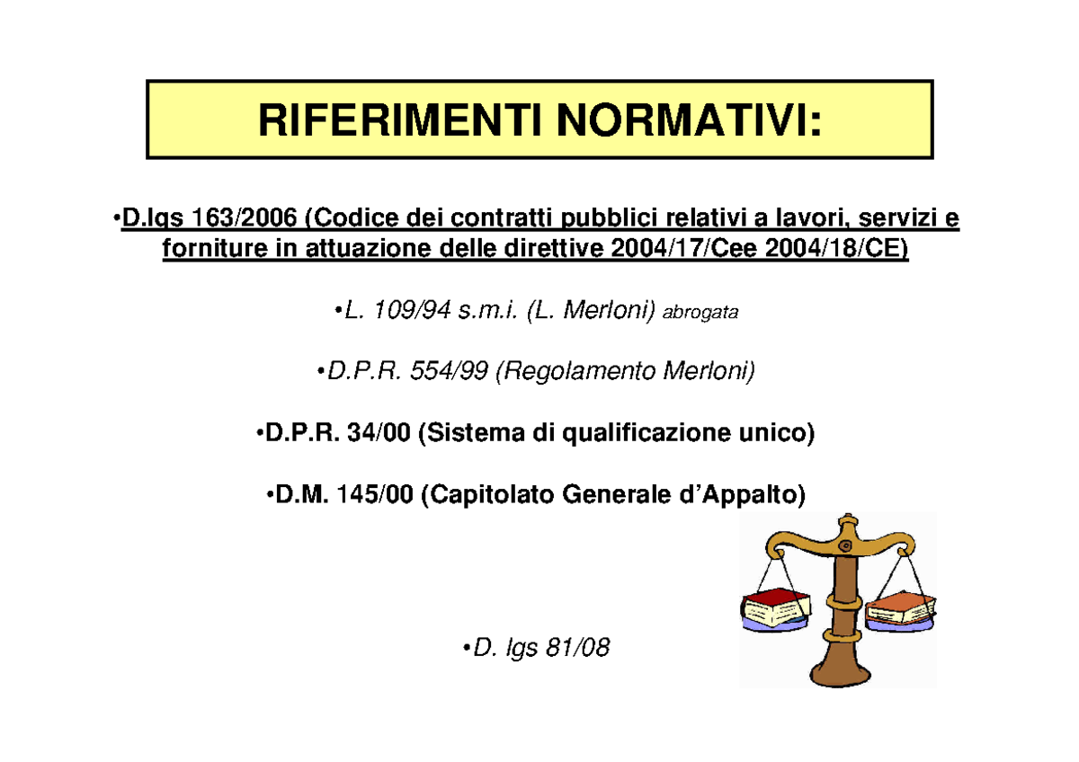 Schema Iter Lavori Pubblici - RIFERIMENTI NORMATIVI: • D 163/2006 ...