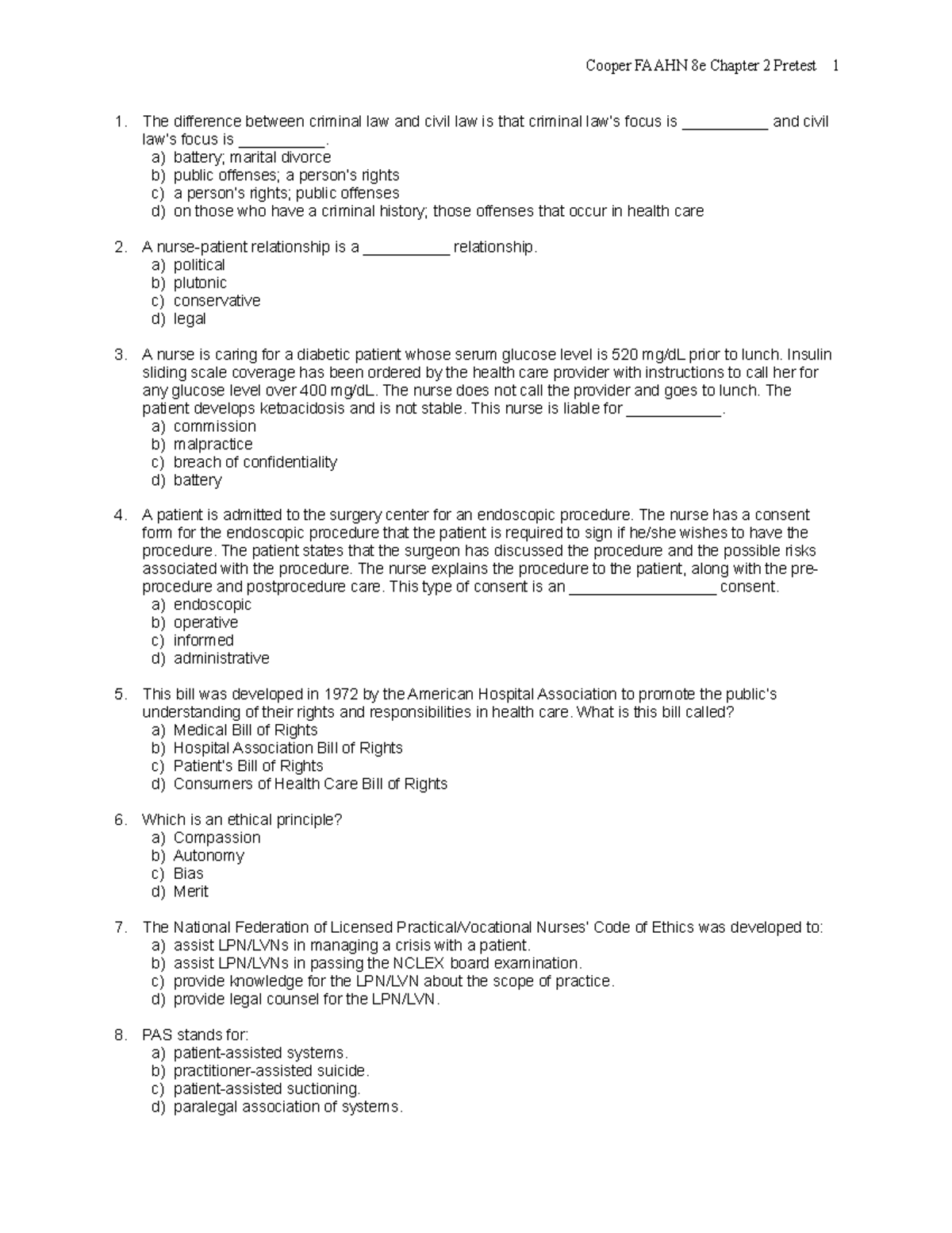 Chapter 002 - Cooper FAAHN 8e Chapter 2 Pretest 1 The Difference ...