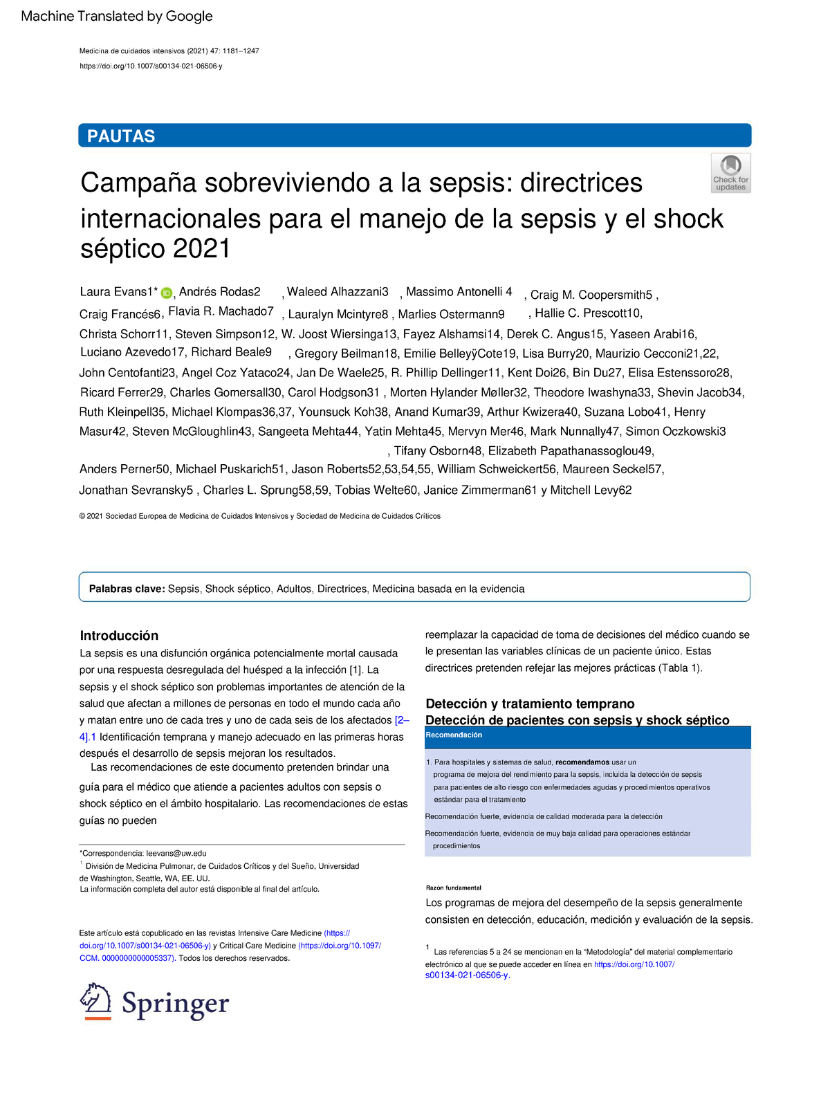 Evans 2021 Article Surviving Sepsis Campaign Interna Detección De Pacientes Con Sepsis Y Shock 6172