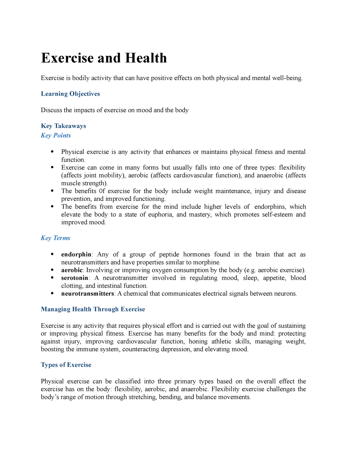 Exercise And Health - Exercise And Health Exercise Is Bodily Activity ...