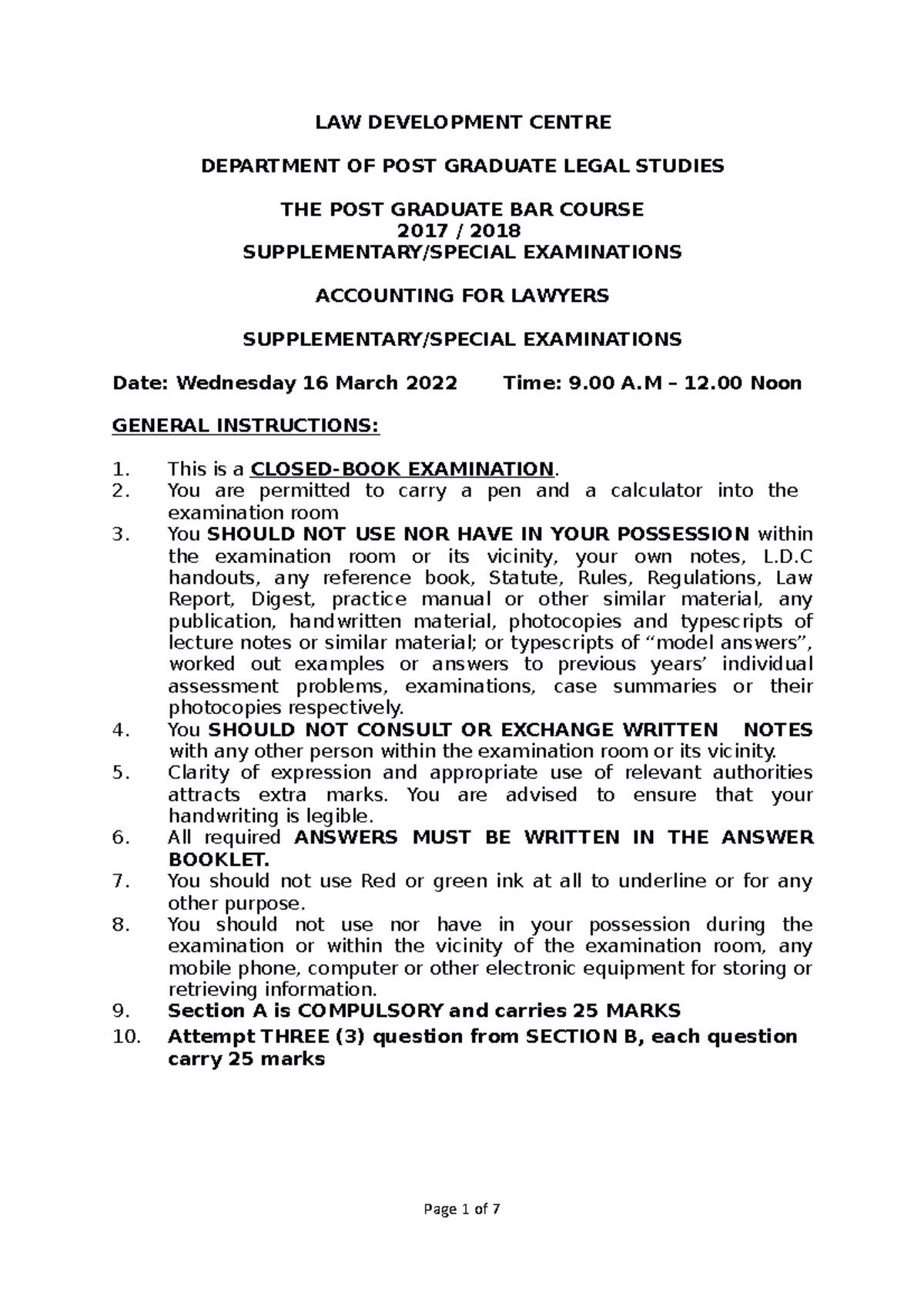 Supp 2022 - law - LAW DEVELOPMENT CENTRE DEPARTMENT OF POST GRADUATE ...
