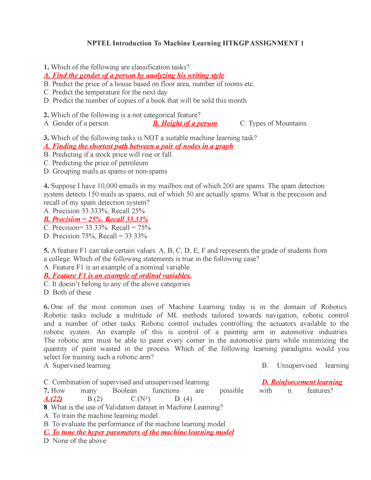 introduction to machine learning assignment 1