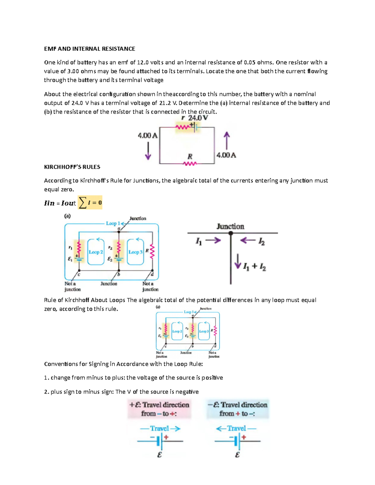 EMF AND Internal Resistance EMF AND INTERNAL RESISTANCE One kind of