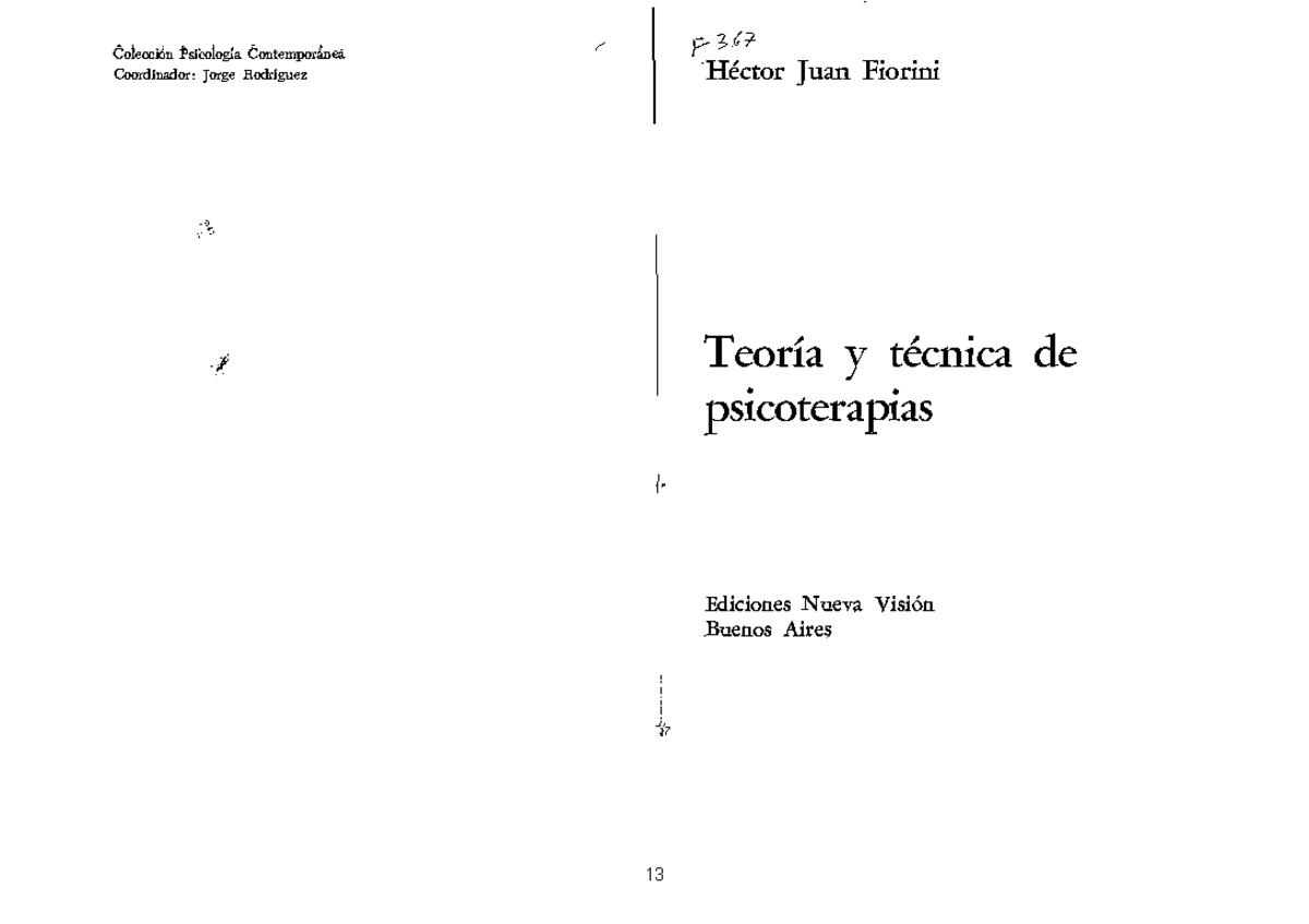 U1 Fiorini Teoria y tecnica de psicoterapia Cap -.......,......,-:;;- t
