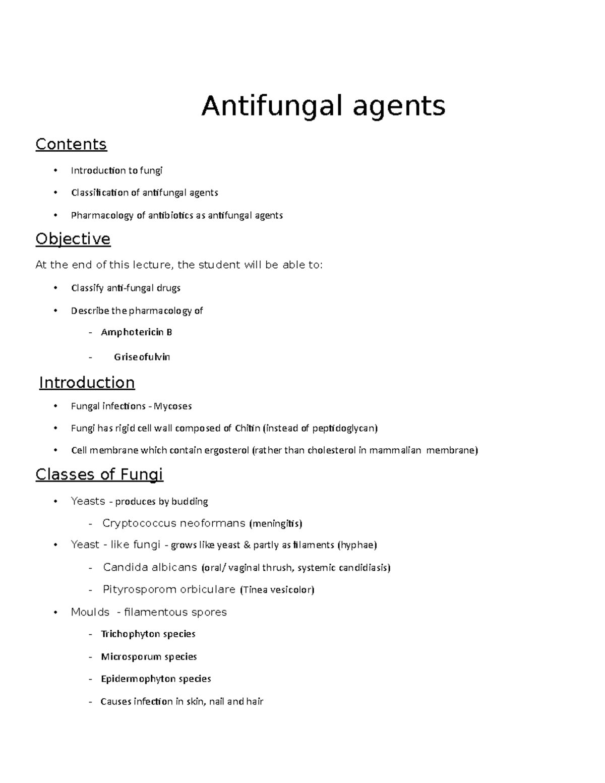 Chapter 17 Antifungal agents Antifungal agents Contents