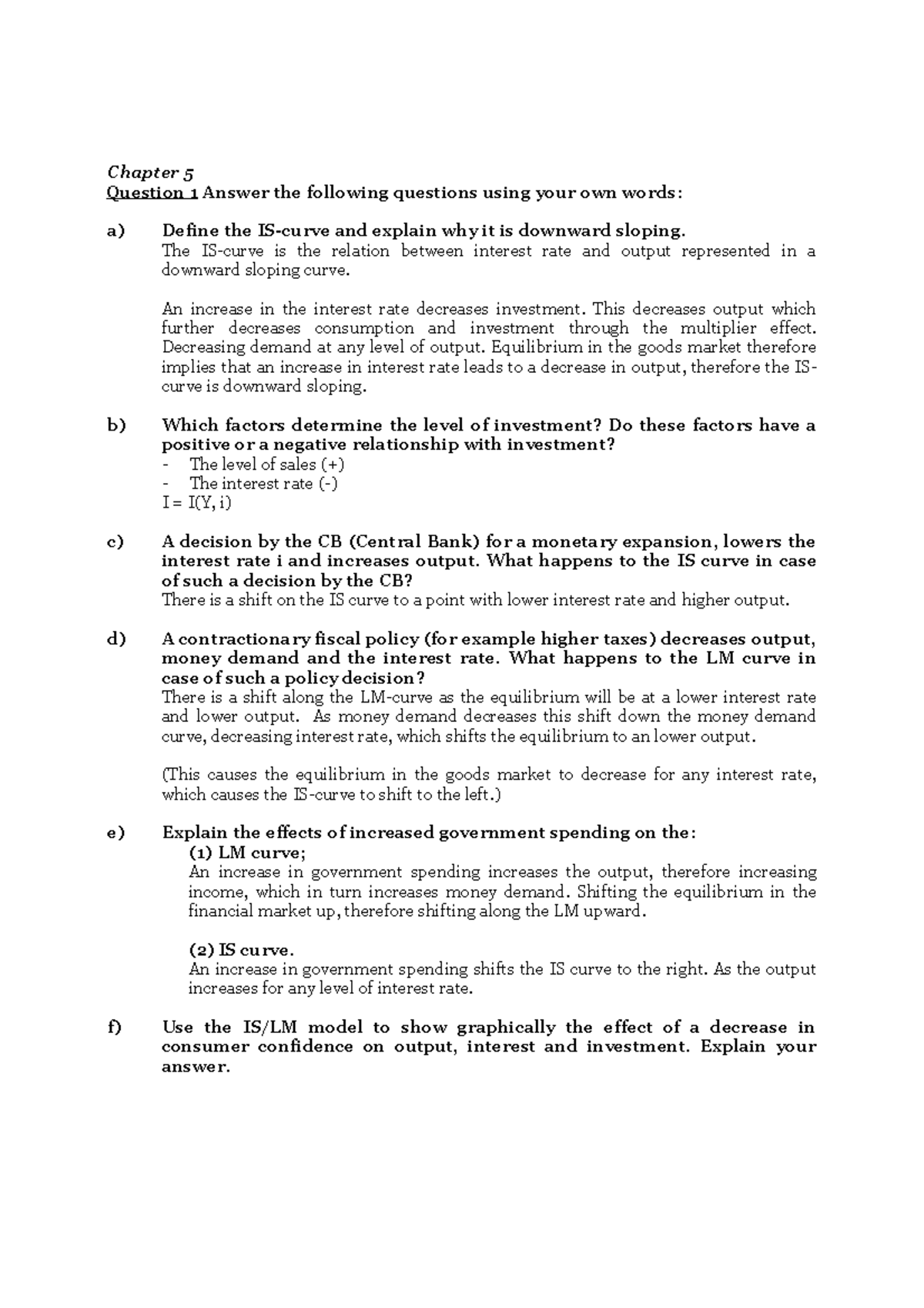 Assignment 2 - Anwsers WG2 - Chapter 5 Question 1 Answer the following ...