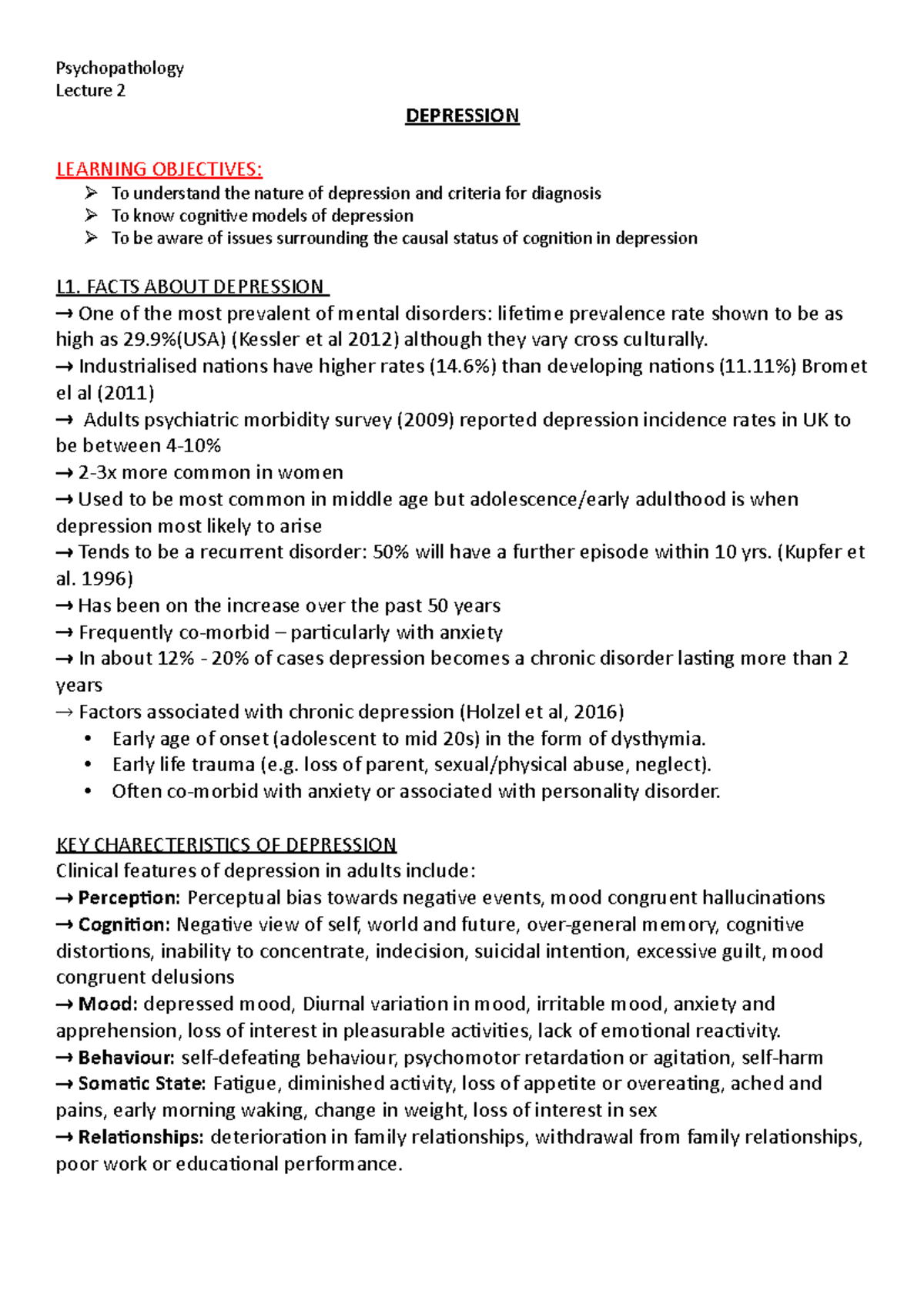 PP L1 - Lecture note of week 1 covering the Psychopathology module ...