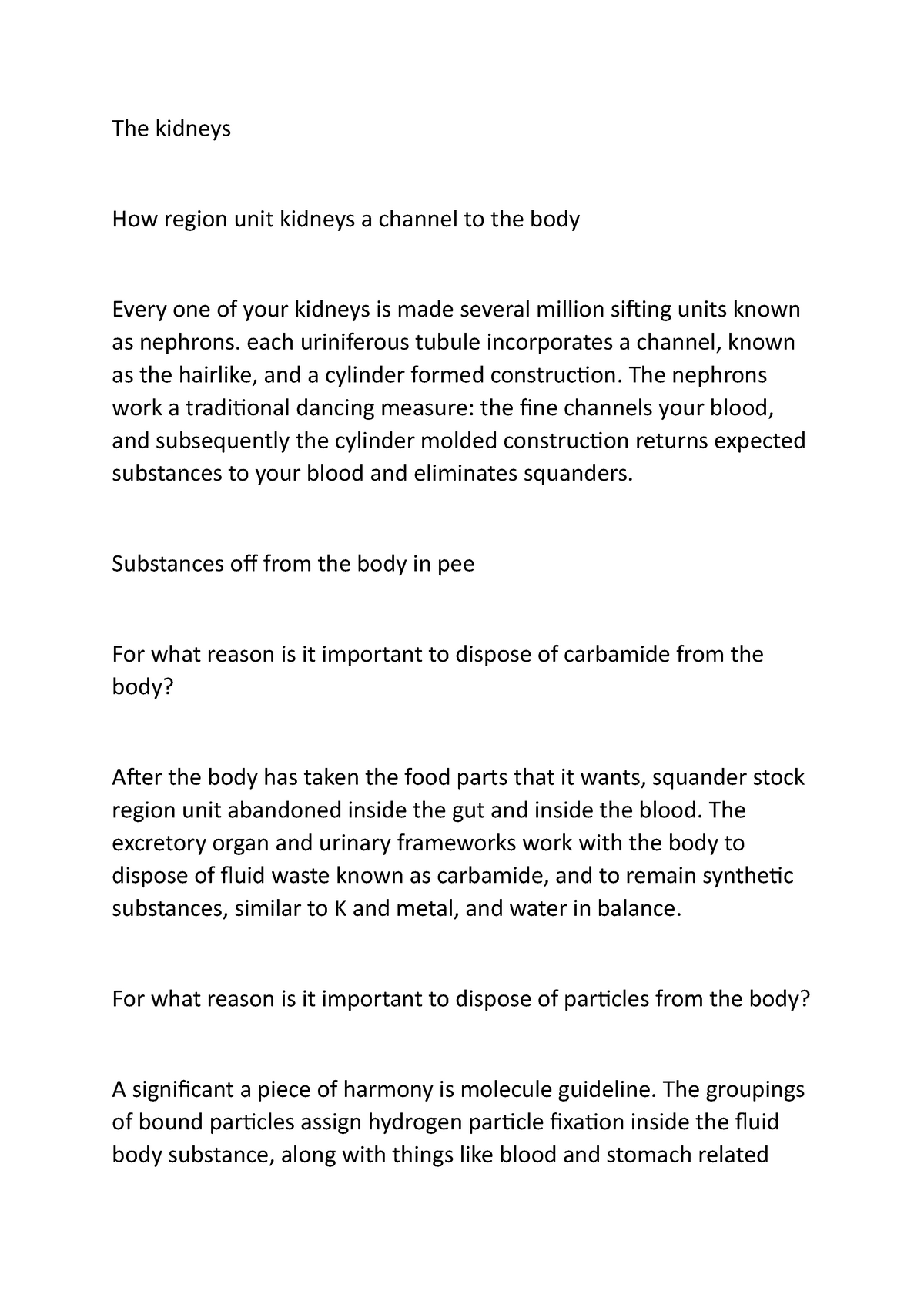 The kidneys - NOTES on GCSE - The kidneys How region unit kidneys a ...