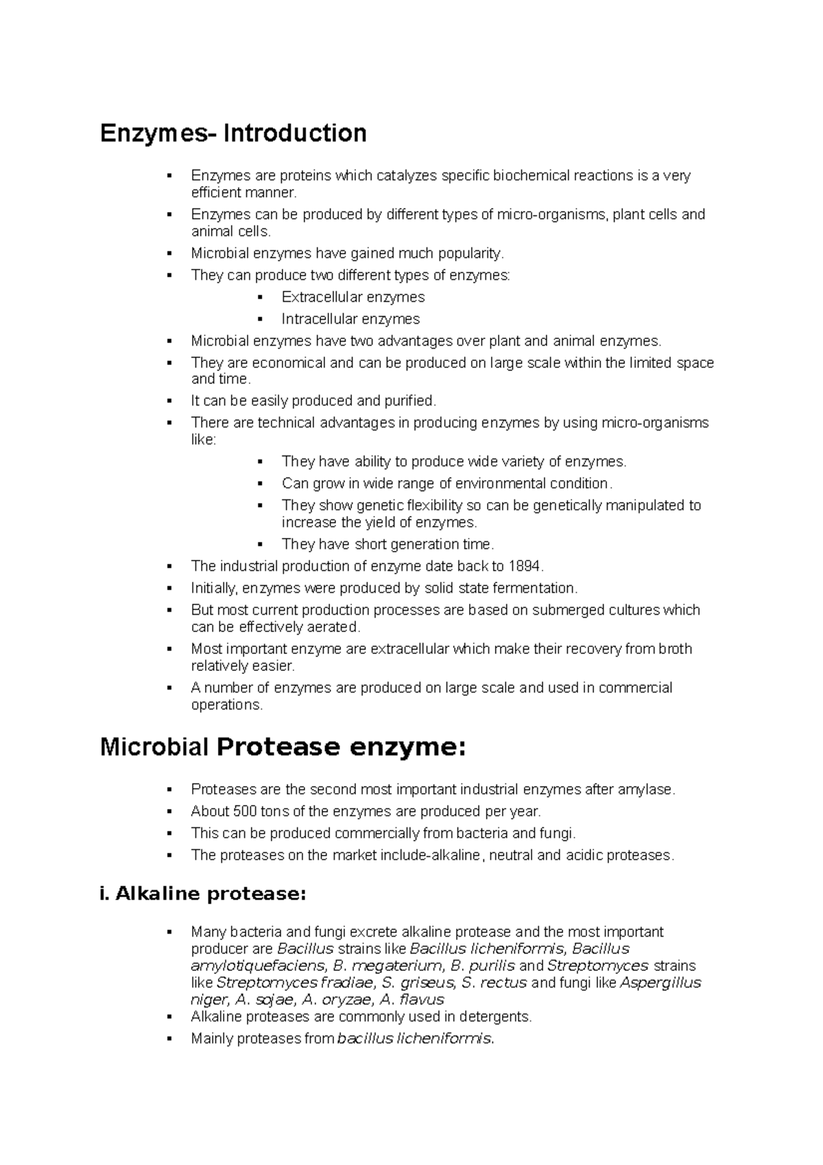 Protease production Significance and steps involved Enzymes