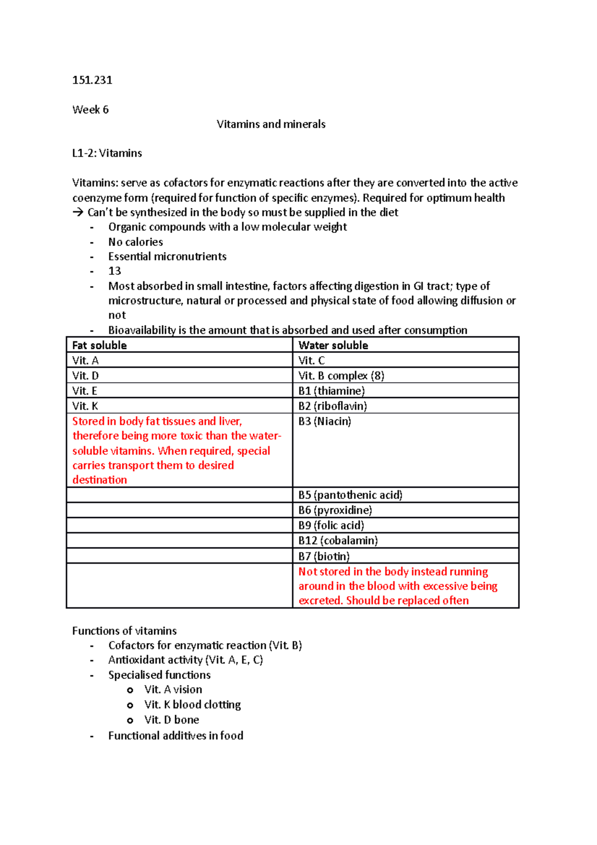 Vitamins Minerals nbjhvhjv 151. Week 6 Vitamins and minerals L12