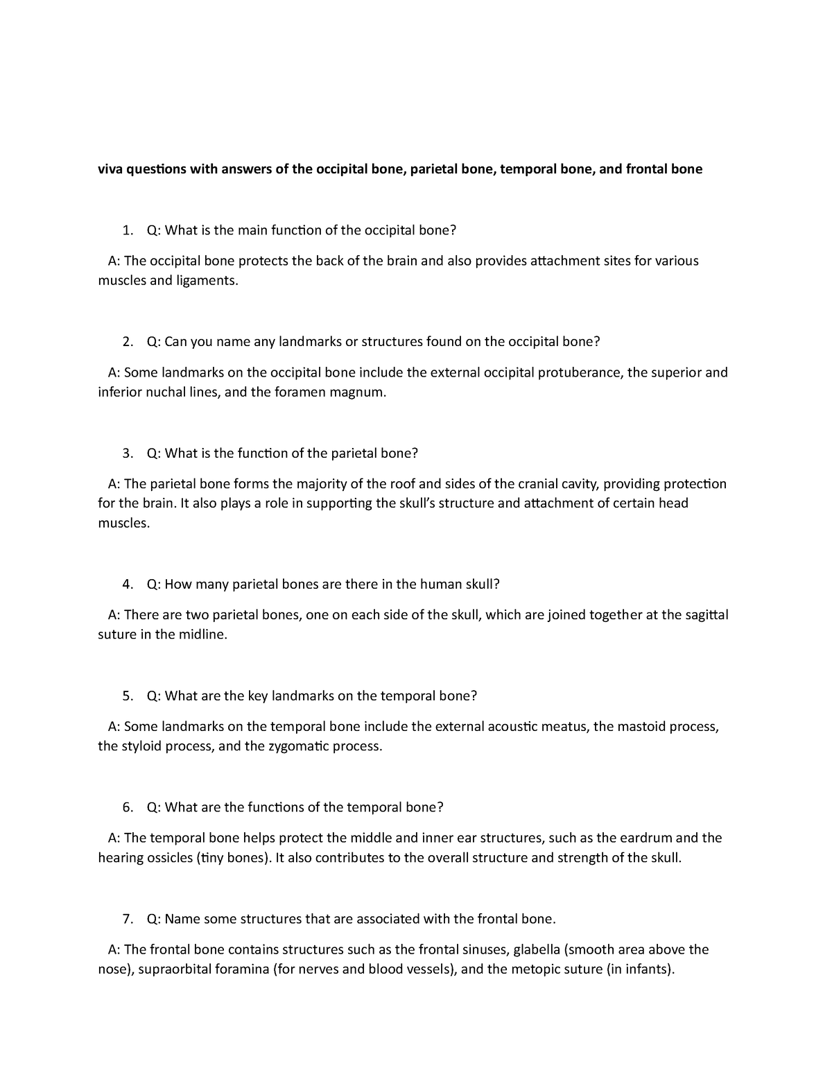 Cranial bone viva - viva questions with answers of the occipital bone ...