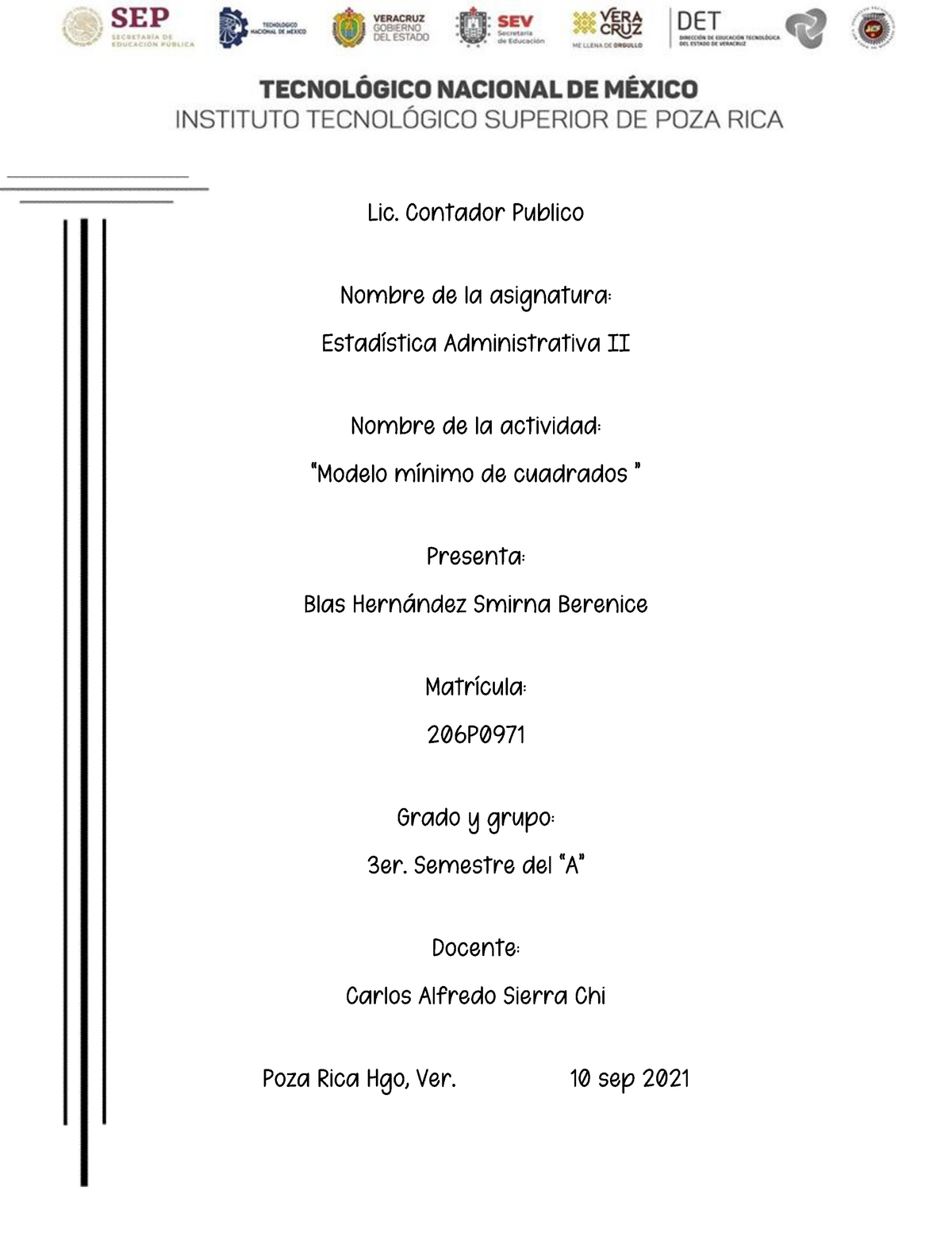 Modelo Mínimo De Cuadrados Modelo Mínimo De Cuadrados Es Un Procedimiento De Análisis Numérico