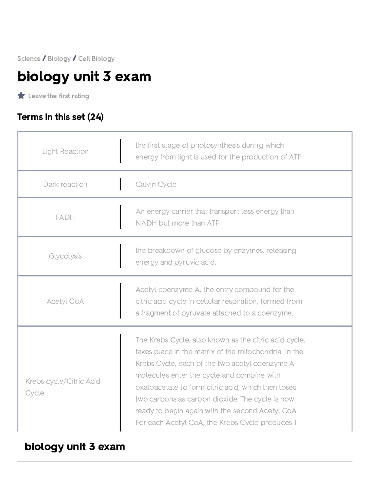 Biology unit 3 exam Flashcards Quizlet biology unit 3 exam Leave the