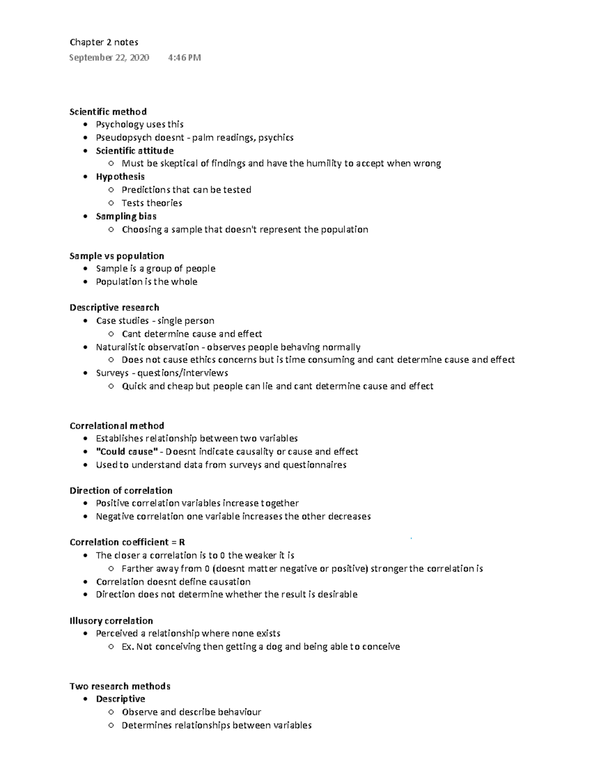 Chapter 2 notes - ^ĐŝĞŶƚŝĨŝĐ ŵĞƚŚŽĚ ͻ WƐLJĐŚŽůŽŐLJ ƵƐĞƐ ƚŚŝƐ ͻ - Studocu