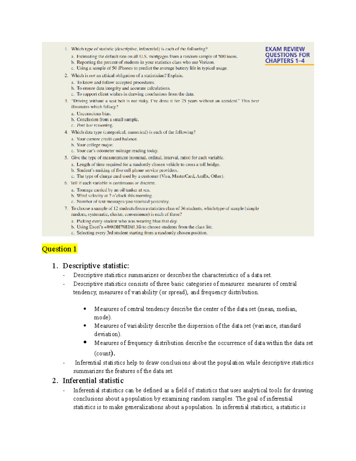 Ans Sb 17-11 - HCGFJHKNK - Question 1 1. Descriptive Statistic ...