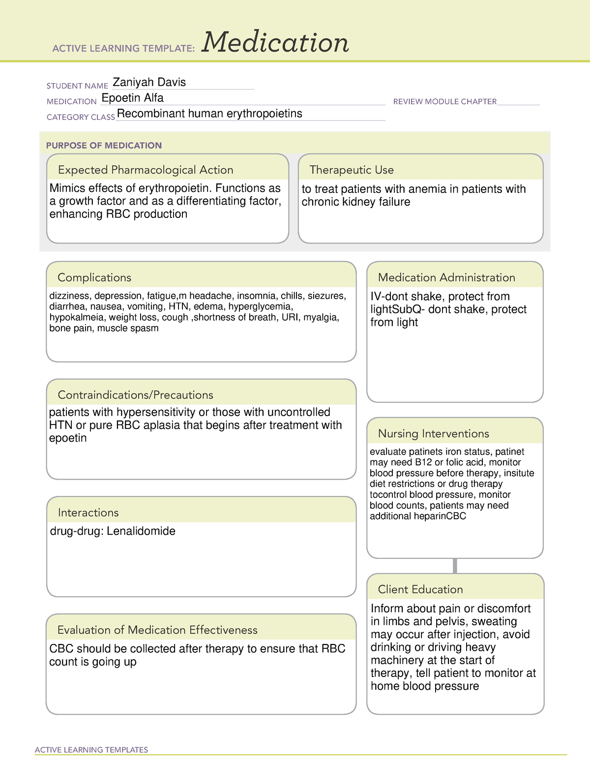 Epoetin Alfa - Medication - ACTIVE LEARNING TEMPLATES Medication ...