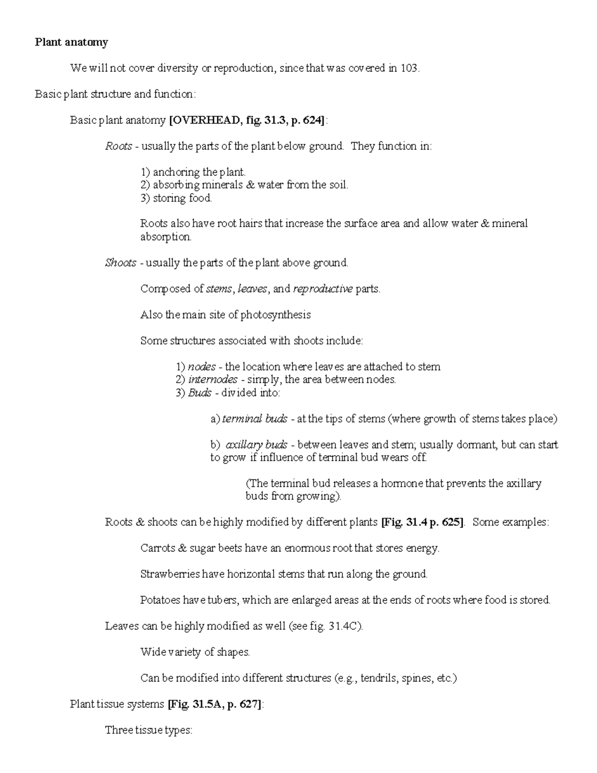 Plant Anatomy Basic Plant Structure And Function Basic Plant Anatomy
