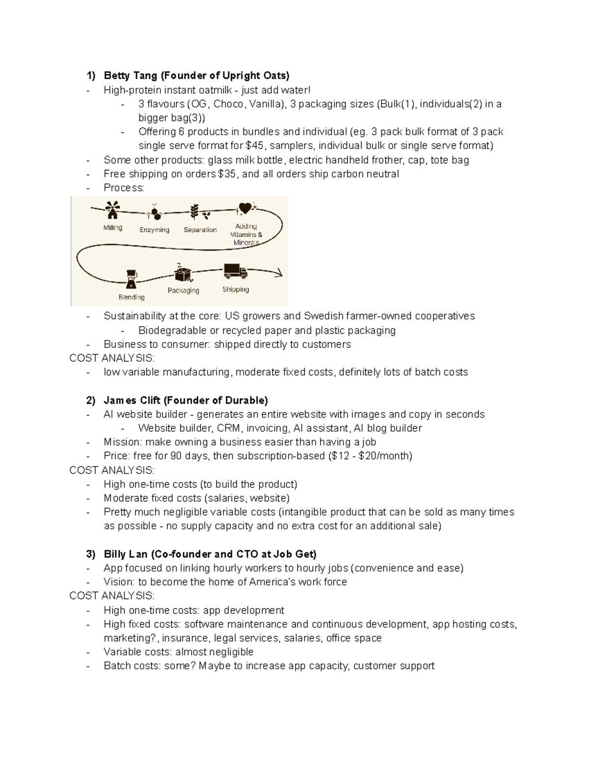 COMM 354 Midterm Cheat Sheet (5 companies) - Betty Tang (Founder of ...