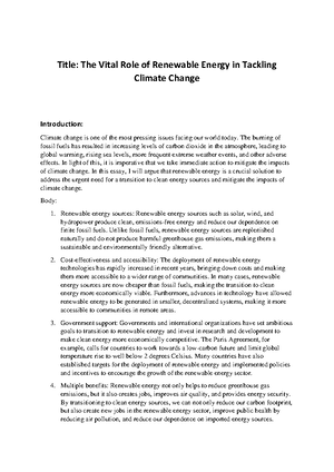 The Urgency of Mitigating Climate Change through Renewable Energy - The ...