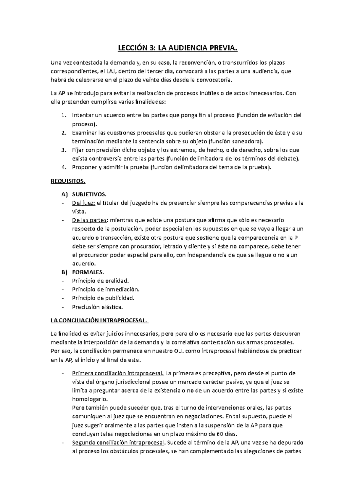Lección 3 Apuntes 3 LECCIÓN 3 LA AUDIENCIA PREVIA. Una vez Lección 3 Apuntes 3 LECCIÓN 3 LA AUDIENCIA PREVIA. Una vez