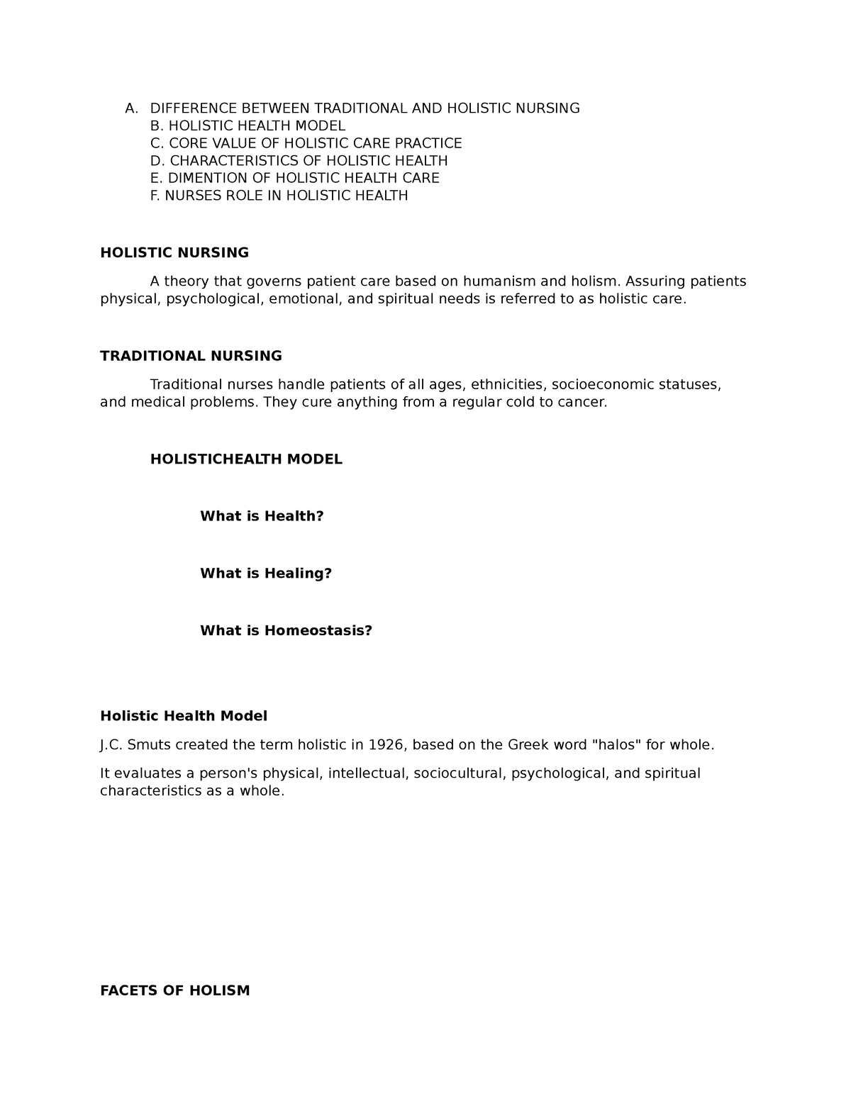 Holistic Health Model 2 - A. DIFFERENCE BETWEEN TRADITIONAL AND ...