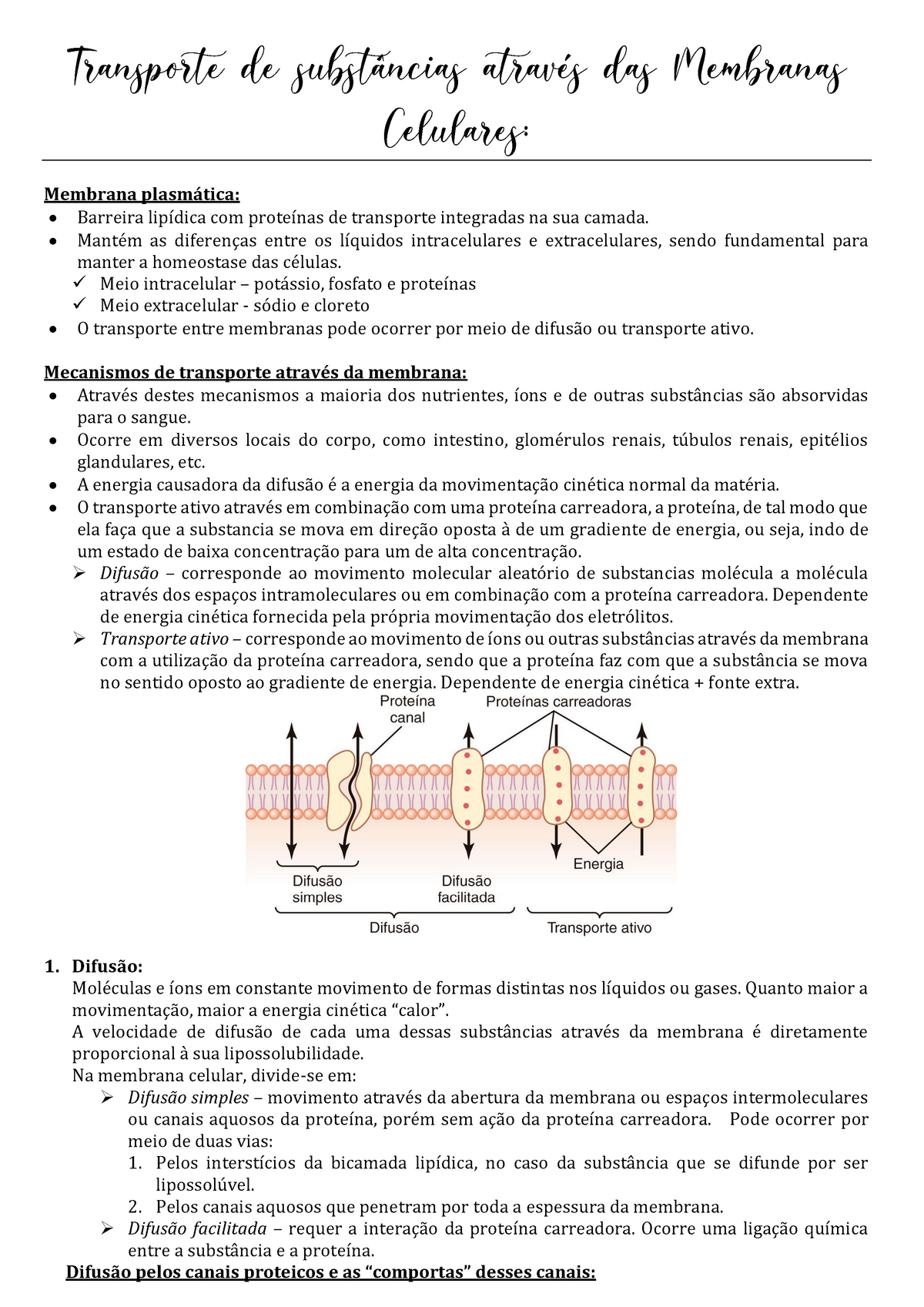 Transporte Pelas Membranas - Racha Cuca, PDF, Membrana celular