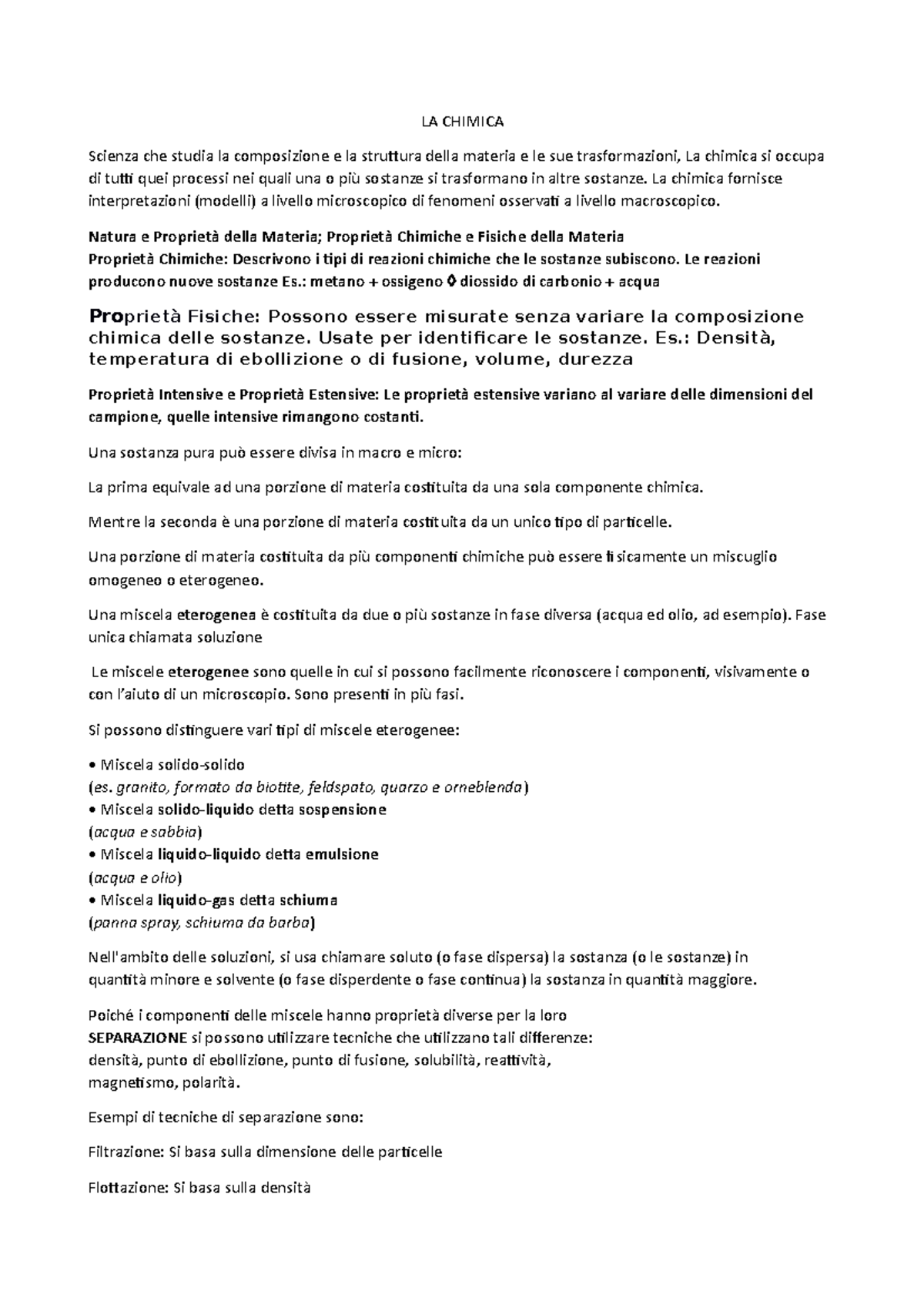 LA Chimica LA CHIMICA Scienza che studia la composizione e la