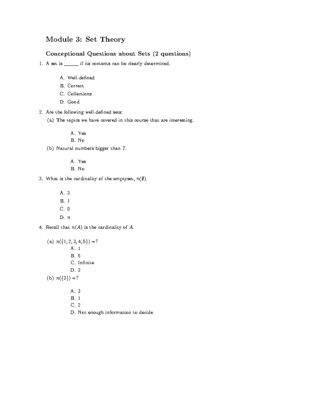 1580 Exam 2 Review - Module 3: Set Theory Conceptional Questions about ...