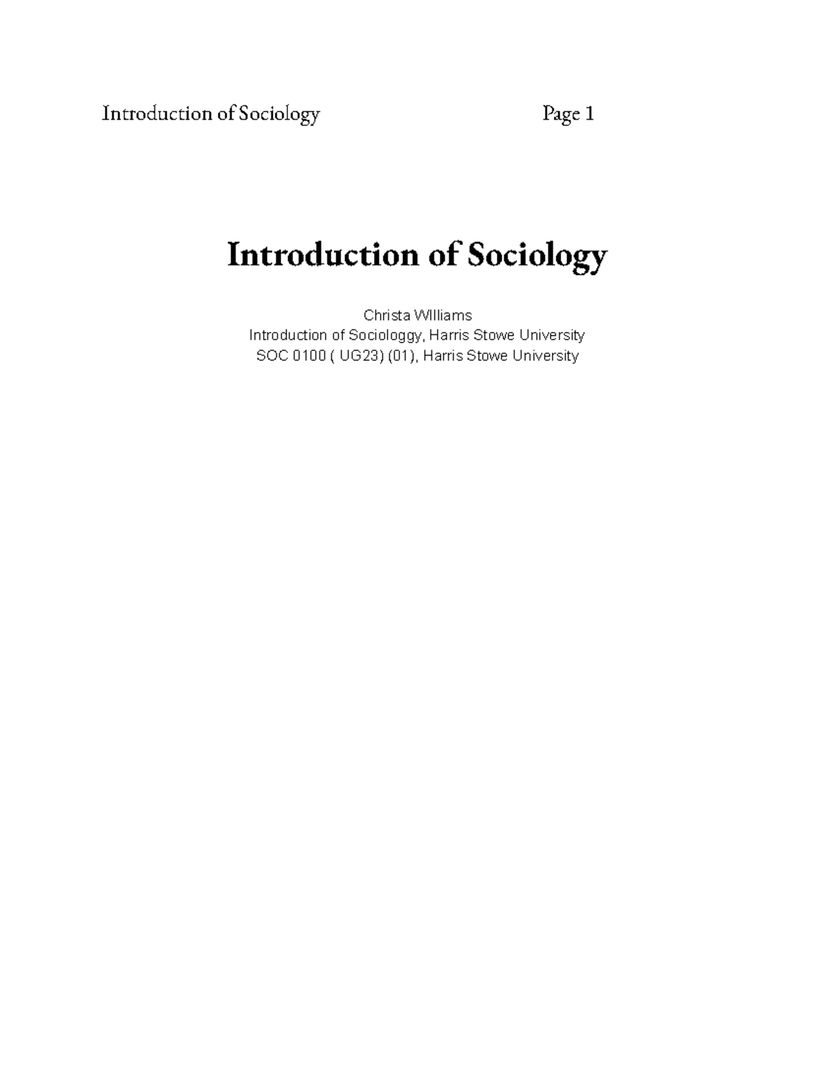 sociology reflection essay