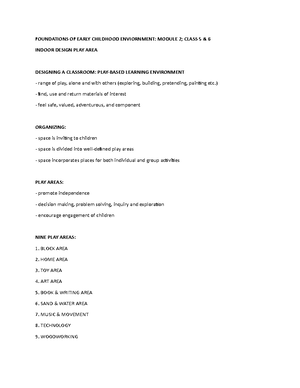 Design Assignment Fall 2019 - EDUC 16800 EARLY LEARNING ENVIRONMENT ...