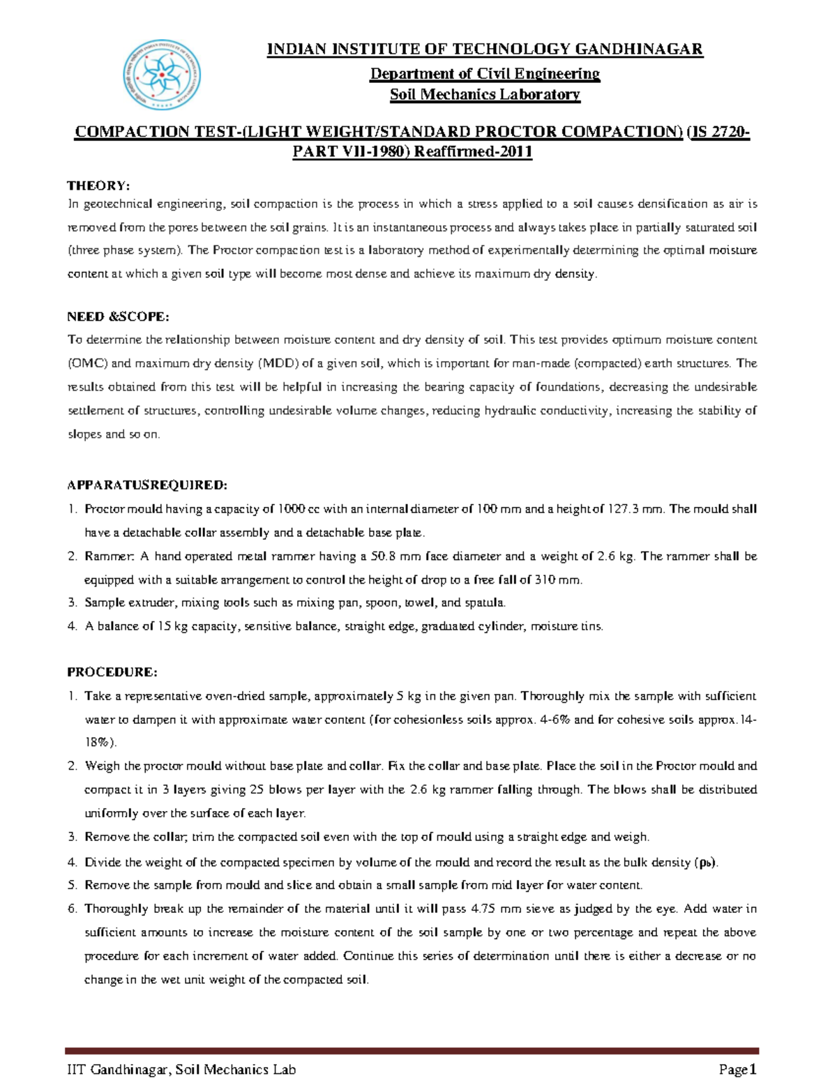 Standard-Proctor-Test - INDIAN INSTITUTE OF TECHNOLOGY GANDHINAGAR ...