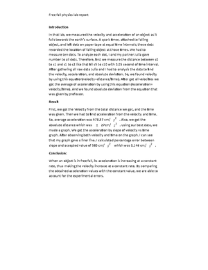 Phys lab6- Velocity from Ballistic Pendulum and from Range and Height ...